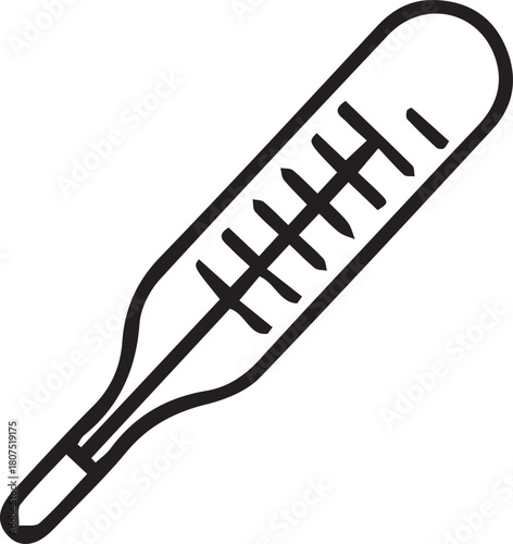 Simple line drawing of a classic mercury thermometer