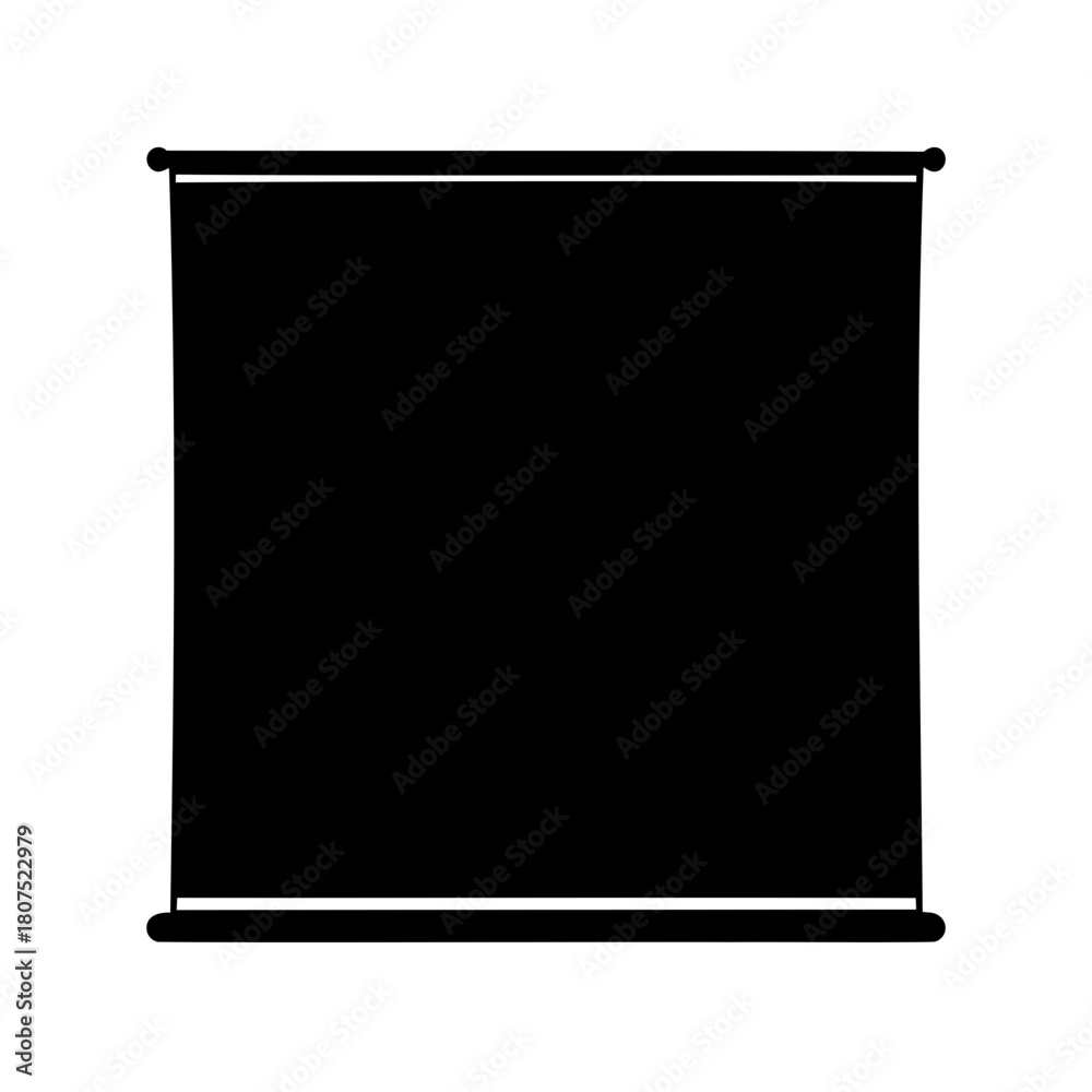 Fototapeta premium Blank black retractable presentation screen banner silhouette. Vector, illustration