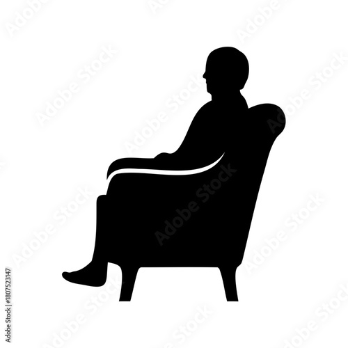 Person sitting in armchair silhouette vector illustration Vector, illustration