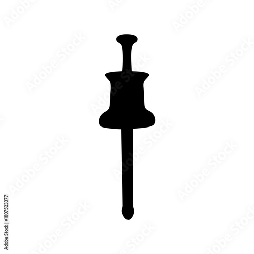 Pushpin or thumbtack silhouette for office and school Vector, illustration