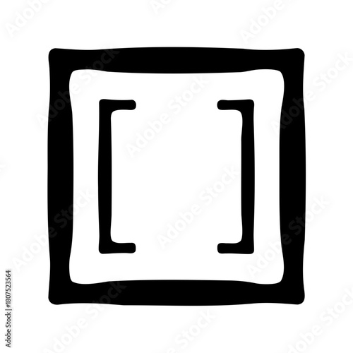 Hand drawn square brackets symbol in a rough square frame Vector, illustration