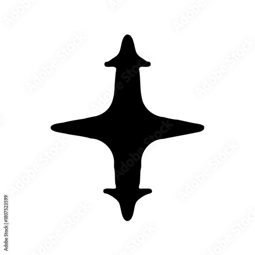 Black abstract symmetrical four-point cross shape symbol Vector, illustration