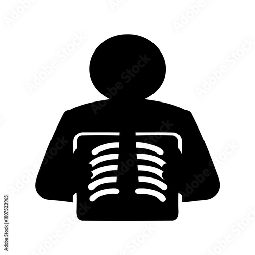 Human silhouette with skeletal ribs showing medical scan Vector, illustration