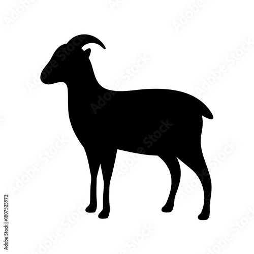 Goat silhouette icon, standing domestic animal symbol design Vector, illustration