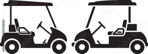Two golf cart silhouettes side by side