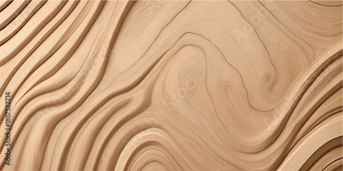 Ultra Smooth Wavy Carved Light Wood Texture Background with Organic Flowing Lines for Modern Natural Design