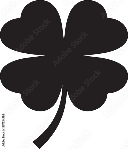 Four-Leaf Clover: A silhouette of a four-leaf clover, a timeless symbol of luck and good fortune, is isolated, offering a striking representation of hope and optimism.