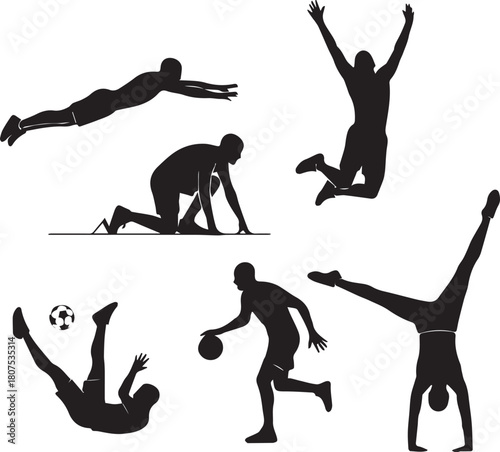 Sports Silhouette Collection: A dynamic compilation of sport silhouettes, each one representing the peak of athleticism and the essence of sportsmanship.