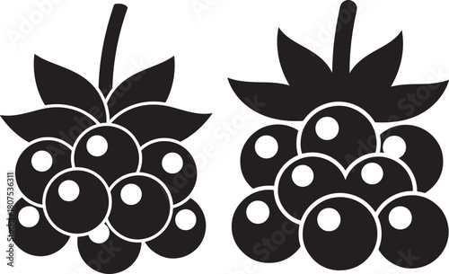 Two bunches of grapes silhouette