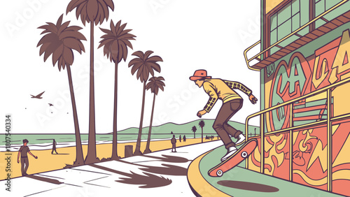 Venice Beach skateboard retro style