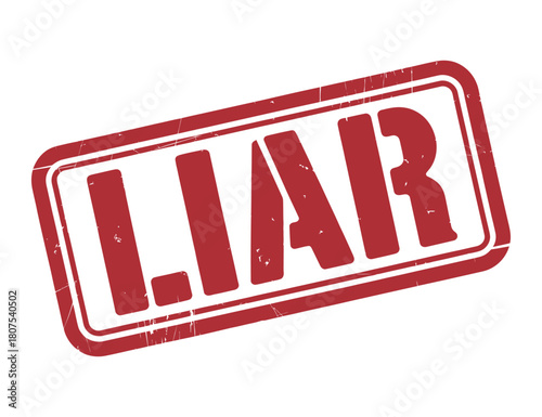 Red Grunge Rubber Stamp with Liar Word on Transparent Background