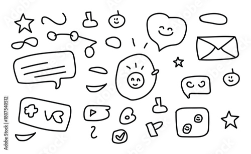 Cute hand drawn doodle icons for social media notes and planners