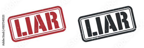 Liar Stamps in Red and Gray Isolated on White Background