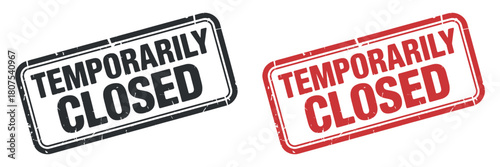 Set of temporarily closed stamp vector illustration on transparent background