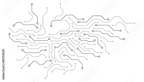 Circuit board digital abstract background. Motherboard technology texture design. AI semiconductor and computer processor on tech bg. Vector illustration