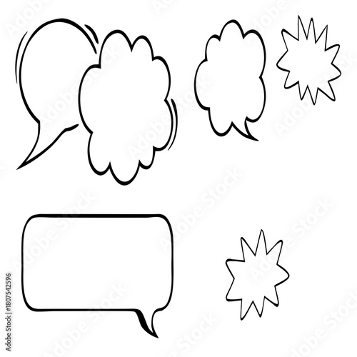 Hand-Drawn Comic Speech Bubbles – Doodle Chat Balloon Vector Set – Doodle Comic Chat Balloons – Hand-Sketched Speech and Thought Bubble Vector Pack – set of comic speech bubbles – Talk bubble 