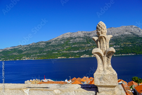 Fototapeta Naklejka Na Ścianę i Meble -  View of Korčula old town, Korčula island, Croatia in Adriatic Sea area.