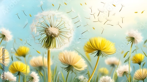 Minimal abstract Dandelion background with clean flowing lines, matte yellow gradients, and gentle radiant edges for a fresh, contemporary aesthetic
