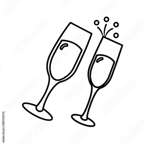 🥂 Two champagne glasses and a bottle ready for a holiday celebration toast