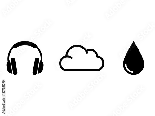Vector Icons for Music and Rain