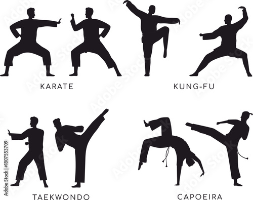 vector silhouettes of boxer