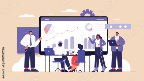 business people with business graph