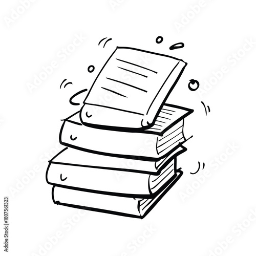 Stack of books vector illustration showing education and literature