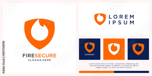 Fire secure logo design template