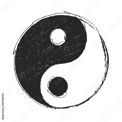 Sketchy Style Yin Yang Balance Symbol Harmony and Opposition Illustration