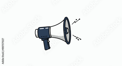 Simple blue and white illustration of a megaphone or loudspeaker for making important announcements.
