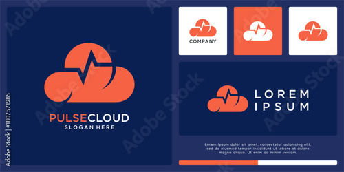 Pulse cloud logo design template