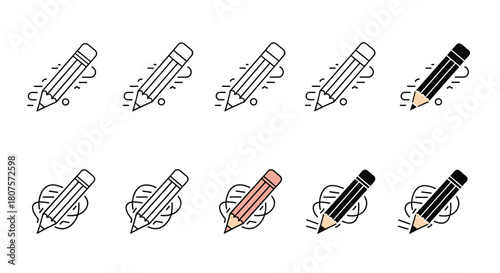 Set of pencils with hearts and wings symbolizing the power of creative and loving writing.