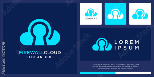 Firewall cloud logo design template