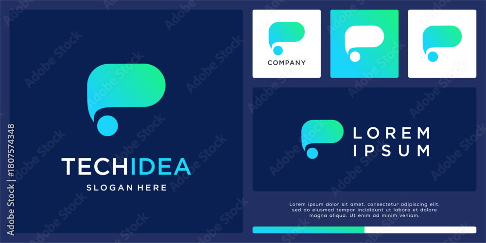 Naklejka premium Tech idea logo design abstract mind concept