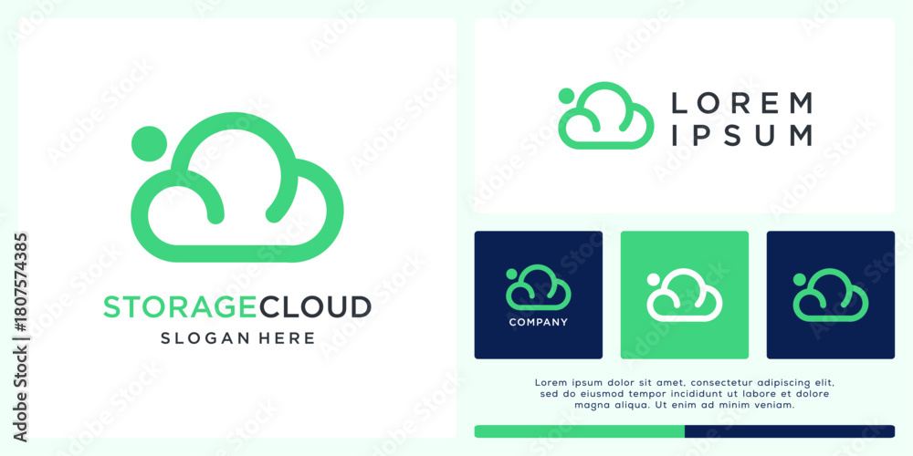 Naklejka premium Storage cloud logo design template