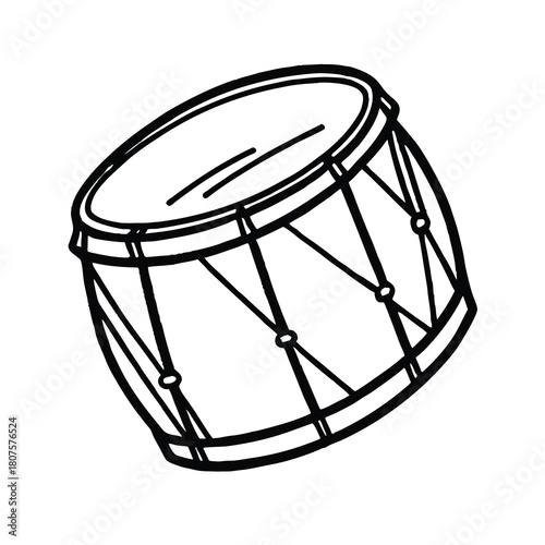A vibrant vector illustration of a traditional wood percussion instrument, featuring a leather drum head and a cultural design perfect for music and sound iconography