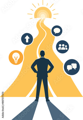 Transformational Leadership Pathway — Visionary Roadmap Vector Illustration for Corporate Training