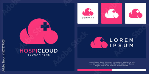 Hospital cloud logo design template