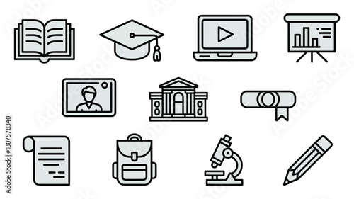 Education and learning vector icon set back to school theme