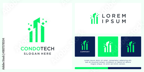 Condo tech logo design abstract building