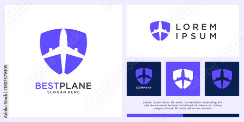 Best plane logo design with shield