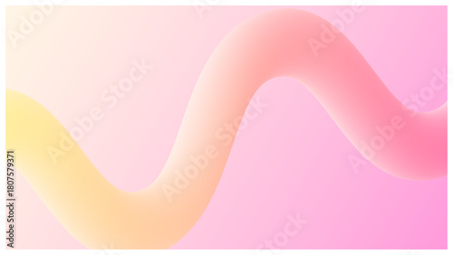 グラデーション立体チューブのウェーブ背景 (淡いピンクと黄色)	
