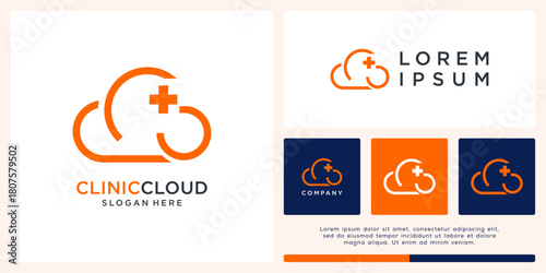 Clinic cloud logo design template