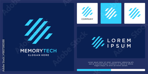 Memory tech logo design abstract mind