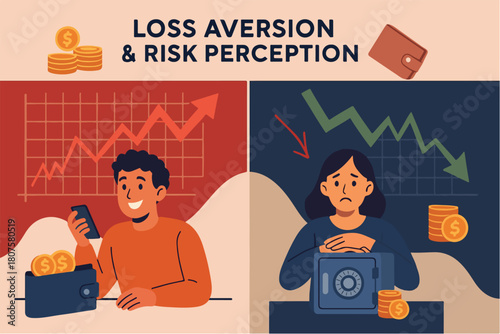Loss Aversion in Investment Decisions — Behavioral Economics Vector