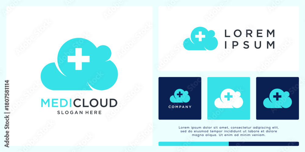 Naklejka premium Medic cloud logo design template