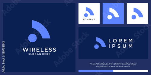 Wireless tech logo design abstract