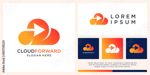 Cloud forward logo design with negative arrow