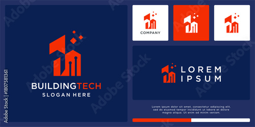 Building tech logo design abstract shape