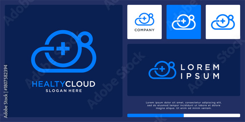 Healthy cloud logo design with cross